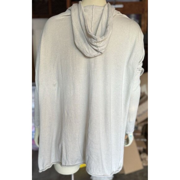 Maje O/S Ecru Kangaroo Pocket Hood Dolman Sleeve Silk Cashmere Tunic top - Picture 3 of 16